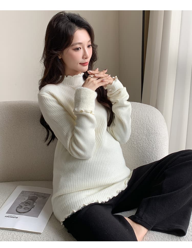 실사 물품 프릴 구덩이 기사 플러스 조밀 한 심기 플러시 털이 있고 두꺼운 플러스 털 패션 외출용 니트 만나는 상세 이미지 20
