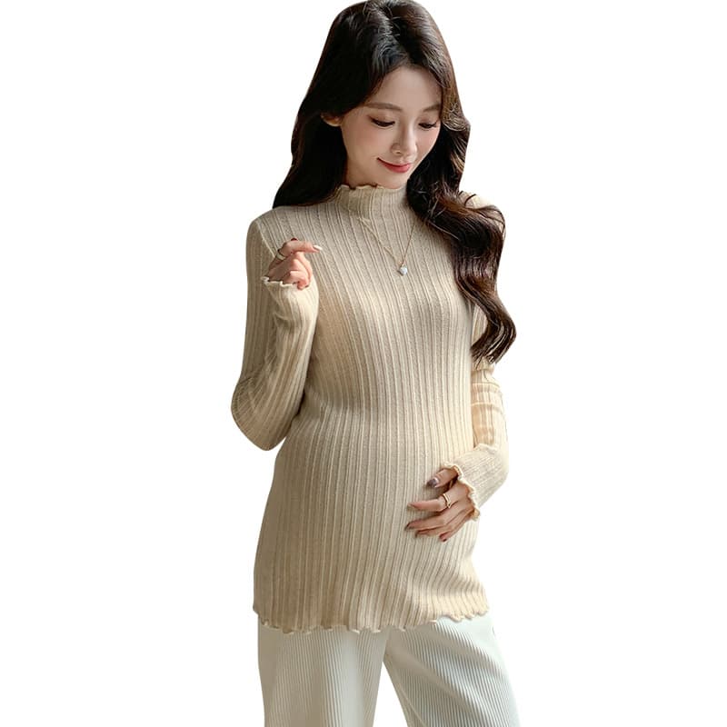 실사 물품 반하이넥 프릴 자카드 식물 플러시 두꺼운 절묘한 밑바닥 바늘 뜨개질 스웨터 이미지 6