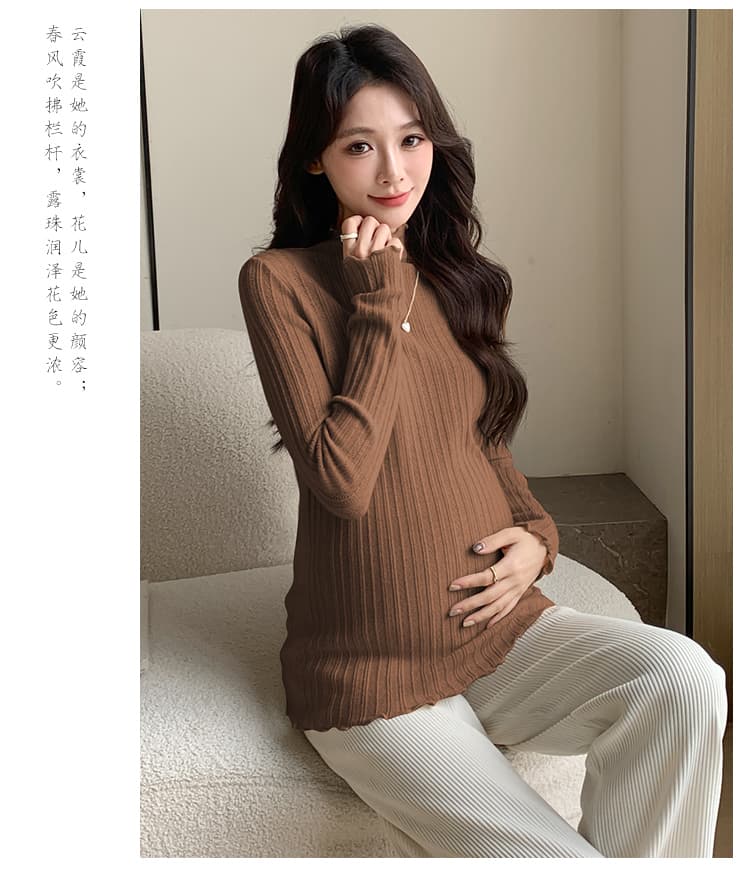 실사 물품 반하이넥 프릴 자카드 식물 플러시 두꺼운 절묘한 밑바닥 바늘 뜨개질 스웨터 상세 이미지 43