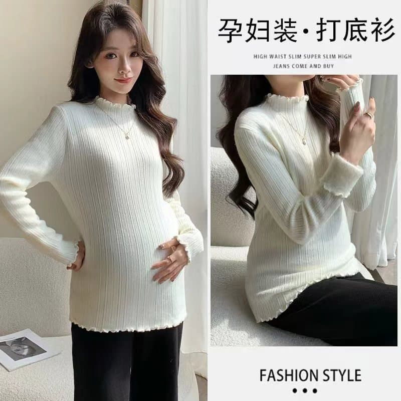 실사 물품 반하이넥 프릴 자카드 식물 플러시 두꺼운 절묘한 밑바닥 바늘 뜨개질 스웨터 이미지 2