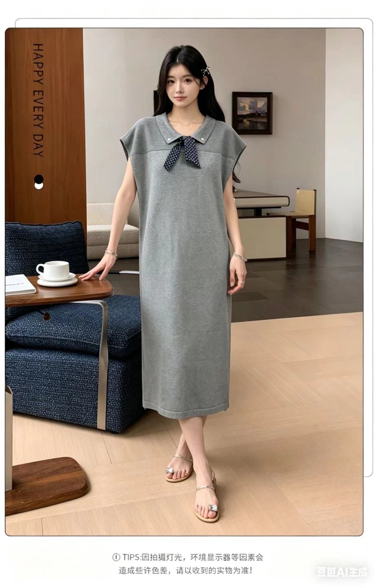 실사 물품 임산부 유럽 상품 무거운 polo 슬림해 보이는 레이스 드레스 2026 봄 새로운 디자인 센스 슬림해 보이는 상세 이미지 5