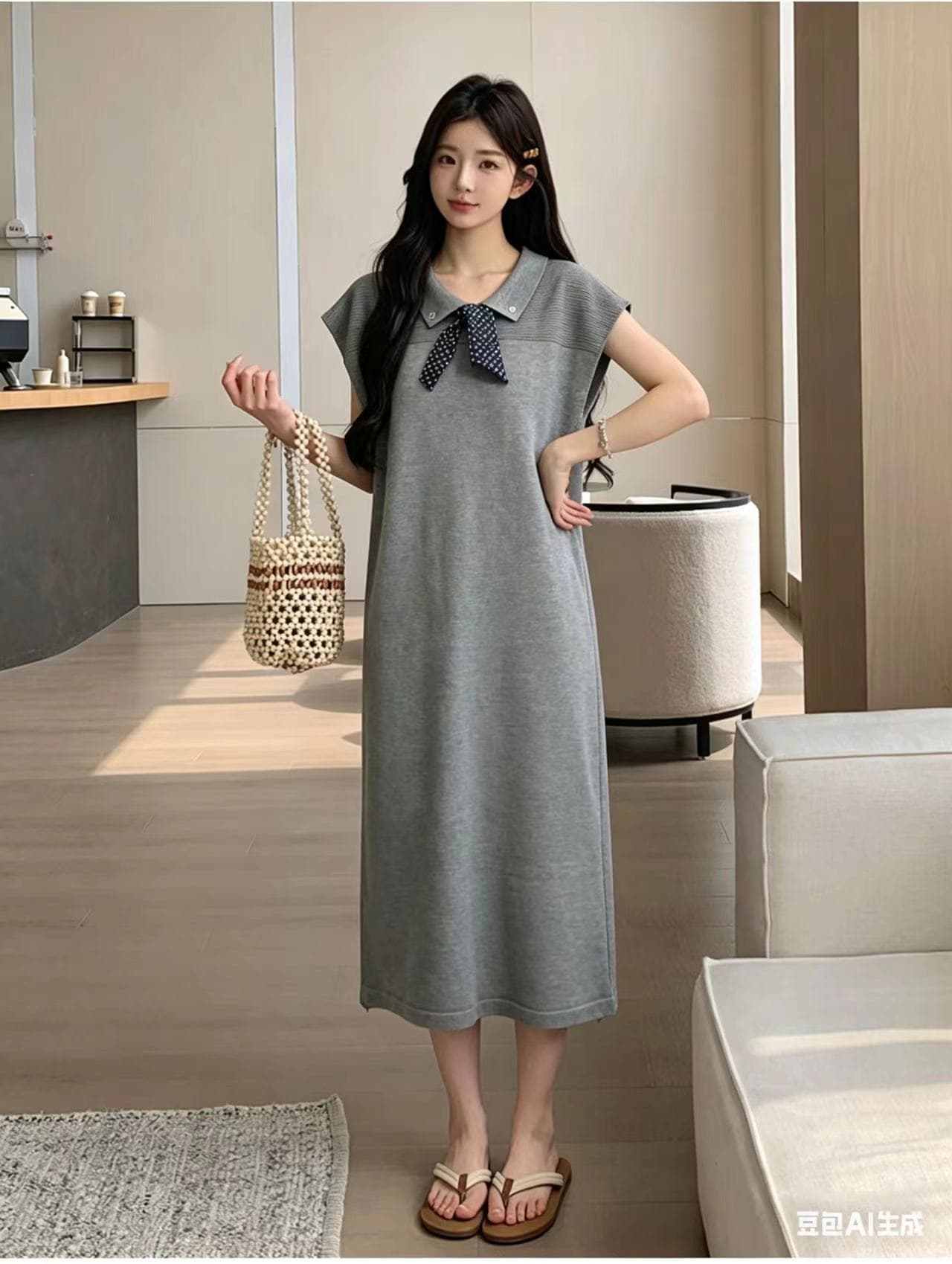 실사 물품 임산부 유럽 상품 무거운 polo 슬림해 보이는 레이스 드레스 2026 봄 새로운 디자인 센스 슬림해 보이는 상세 이미지 13