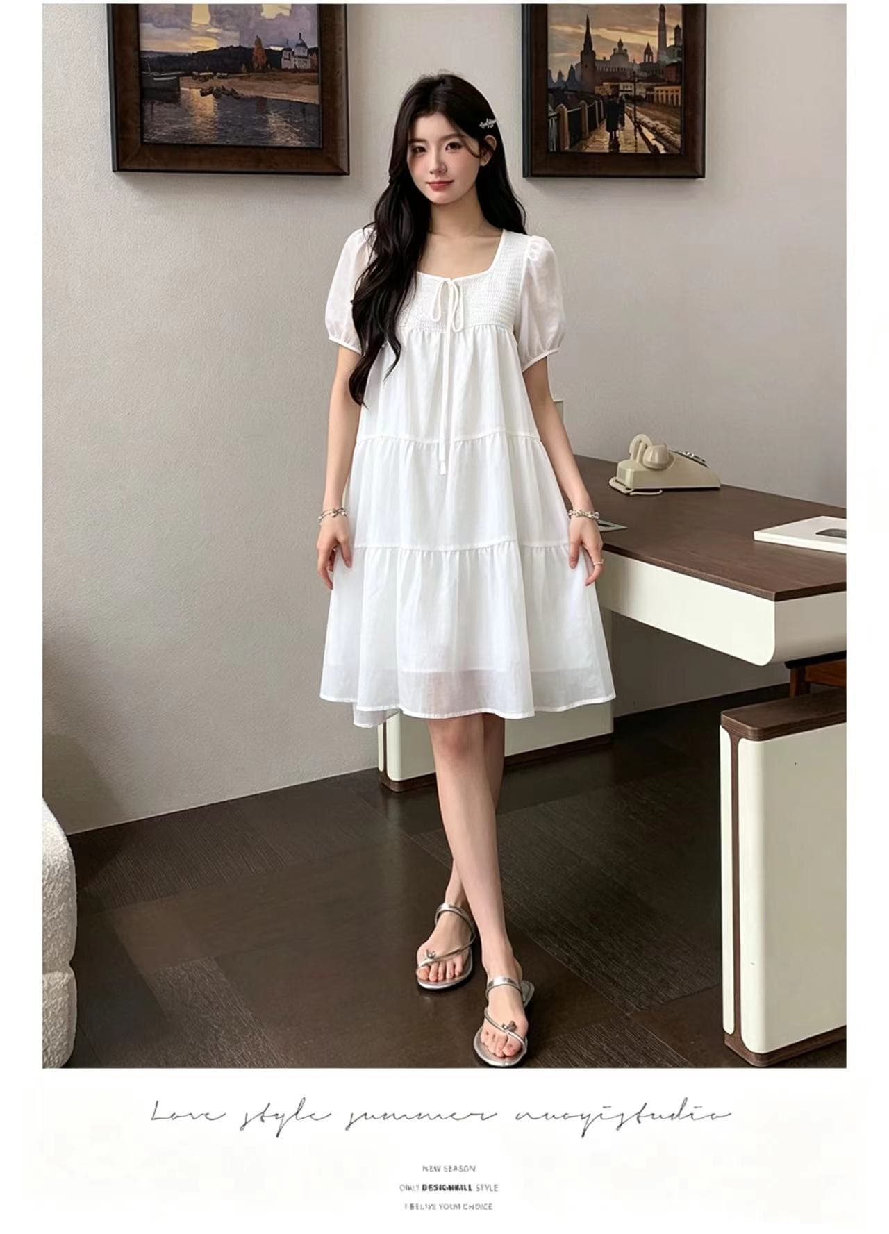 실사 지금 지금 작은 키 임산부 드레스 여름 미니멀리즘 필링 편안함 느긋한 품격 쇼트 스타일 연령 감소 상세 이미지 9