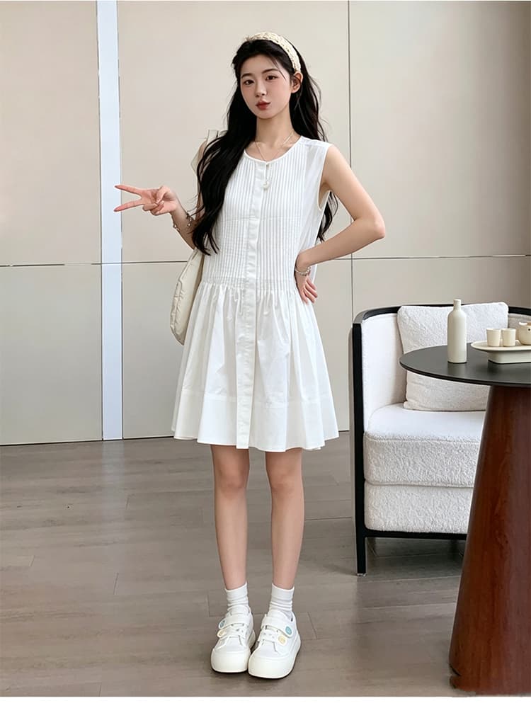 실사 지금 지금 임산부 장기 셔츠 드레스 순면 루즈핏 미니멀리즘 디자인 센스 민소매 반팔 작은 키 미니 스커트 상세 이미지 13