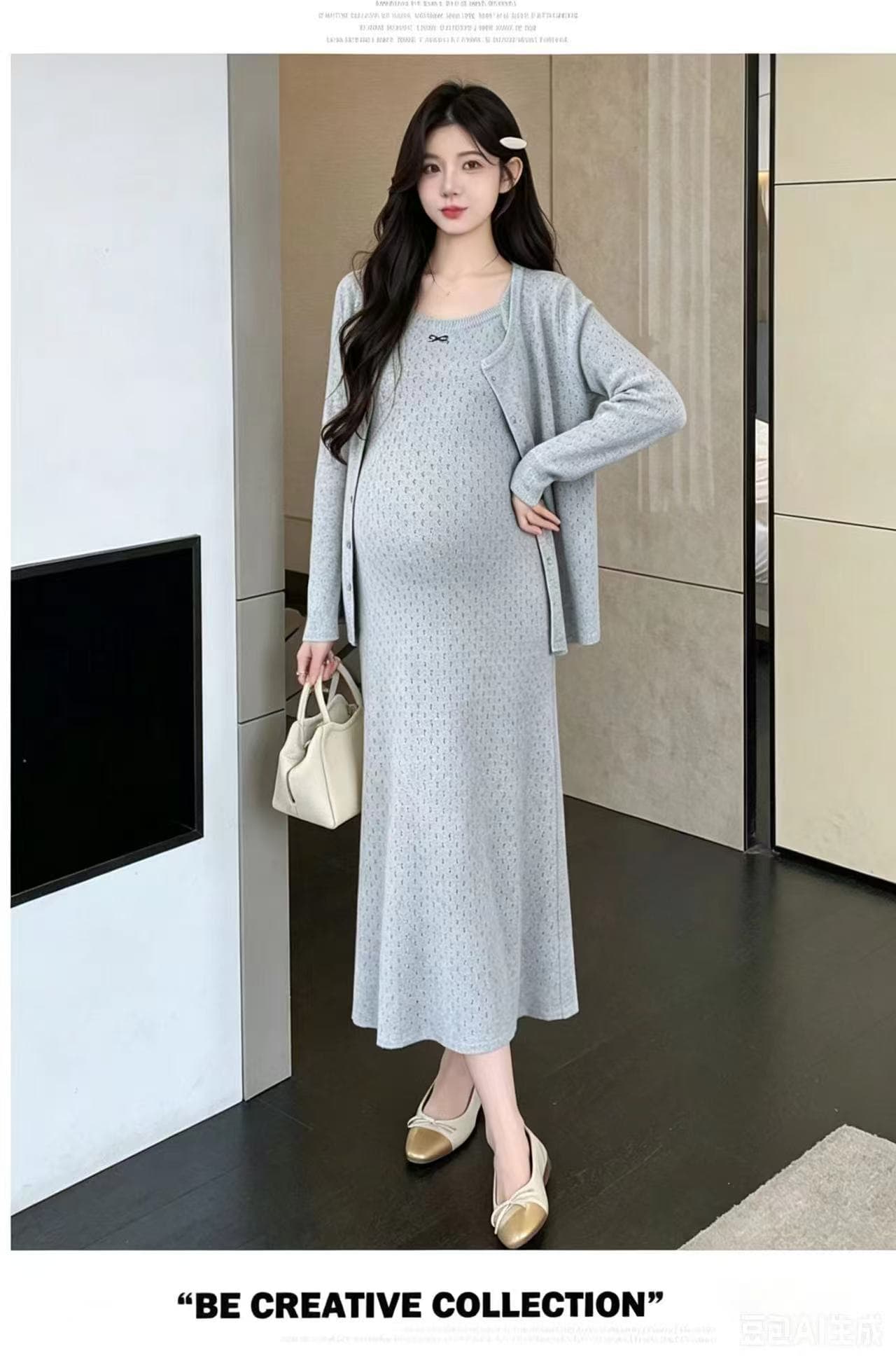 실사 지금 임산부 가을 의상 2026 새로운 패션 트렌디 엄마 롱 스커트 착용 가져 가라. 세트 임신 기간 치마 투피스 세트 상세 이미지 18