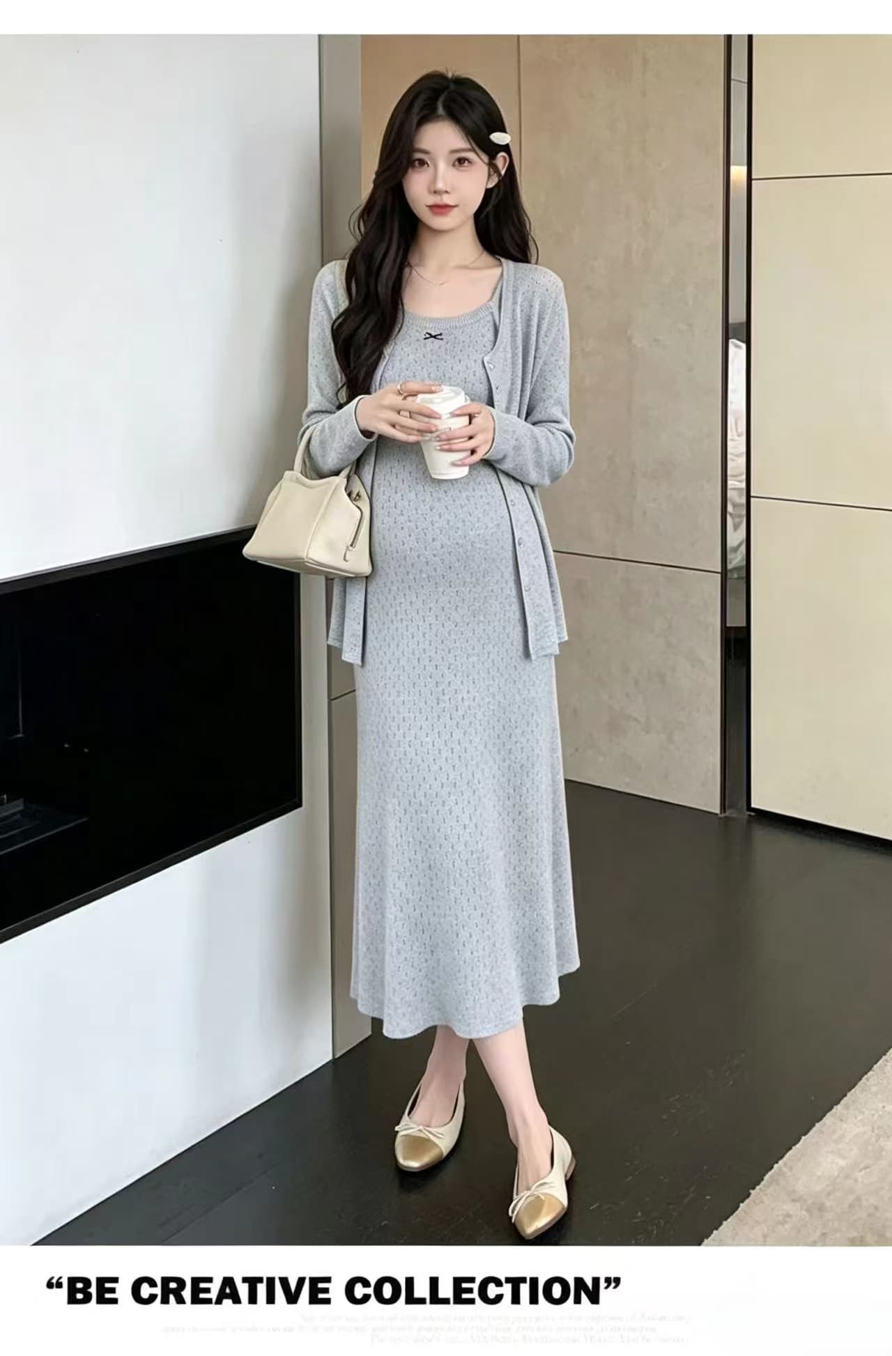 실사 지금 임산부 가을 의상 2026 새로운 패션 트렌디 엄마 롱 스커트 착용 가져 가라. 세트 임신 기간 치마 투피스 세트 상세 이미지 20