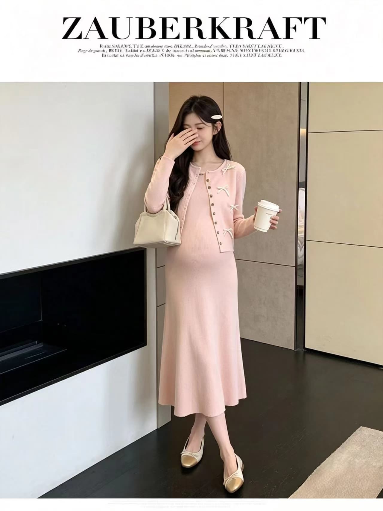실사 지금 임산부 가을 의상 2026 새로운 패션 트렌디 엄마 롱 스커트 세트 봄 가을 임신 기간 치마 투피스 세트 상세 이미지 19