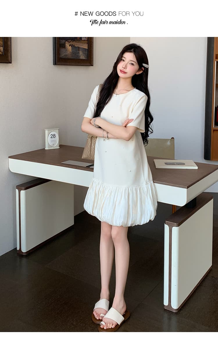 출산 착용 여름 드레스 2026 새로운 패션 프랑스식 루즈핏 패치워크 미니 스커트 작은 키 여름 임산부 치마 상세 이미지 11