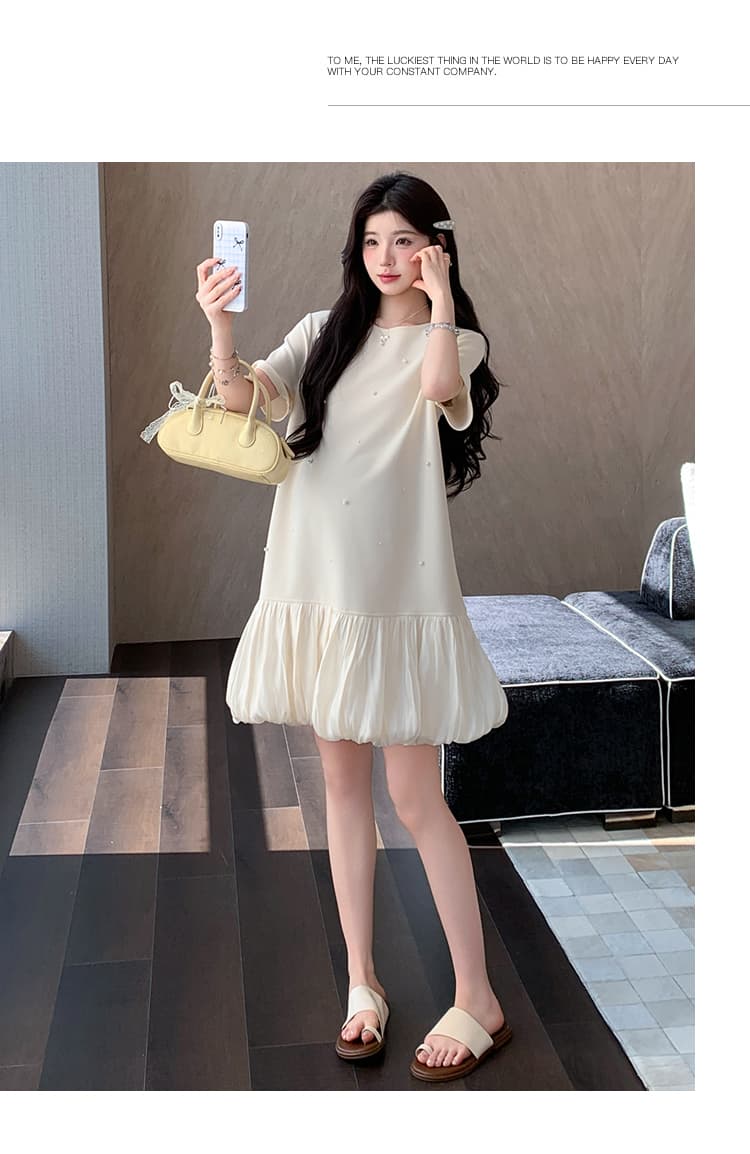 출산 착용 여름 드레스 2026 새로운 패션 프랑스식 루즈핏 패치워크 미니 스커트 작은 키 여름 임산부 치마 상세 이미지 22