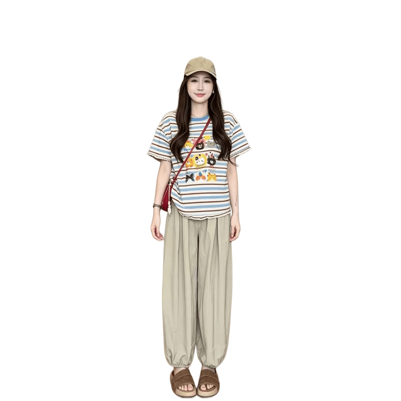 지금 임산부 여름 조거 다용도 슬림해 보이는 가정 나가라. 둘 착용 저항 주름 도루 피하다. 미니멀리즘 패션 배기 바지 이미지 5