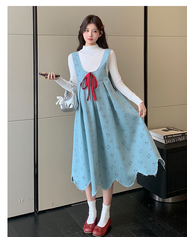 실사 지금 이른 가을 출산 착용 새로운 니트 맨위 데님 임산부 드레스 임신 엄마 고급 센스 치마 상세 이미지 21