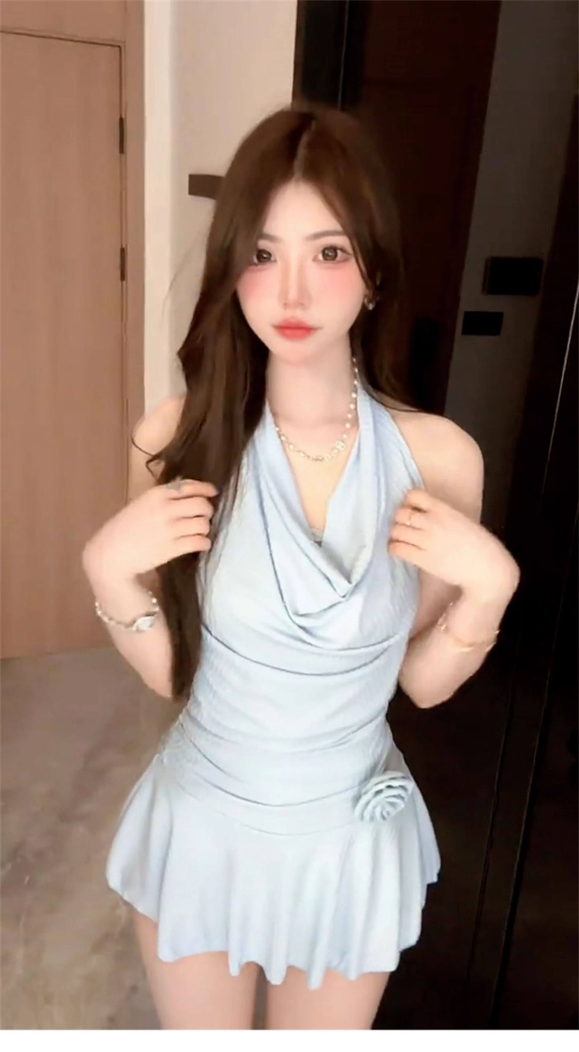 페이크 레이어드 슬립 행침 목 레이스 드레스 아이들 2026 여름 새로운 품격 순수한 욕망 핫걸 허리 수축 미니 스커트 상세 이미지 2