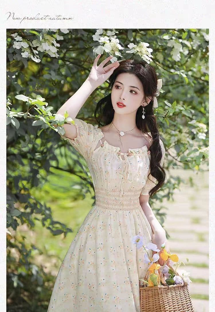 프랑스식 꽃무늬 하이웨이스트 명중 가져 가라. 드레스 품격 허리 수축 달콤한 스타일 첫사랑 꽃무늬 작은 청신 슈퍼 요정 롱 스커트 상세 이미지 8