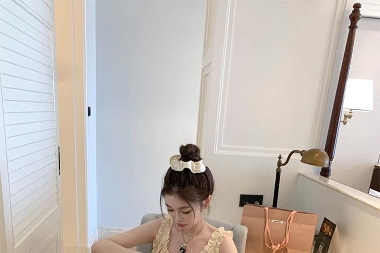 프랑스식 레트로 꽃무늬 슬립 드레스 여성 의류 봄 여름 새로운 광장 칼라 인사이드 가져 가라. Chic 품격 a 단어 길이 치마 상세 이미지 8
