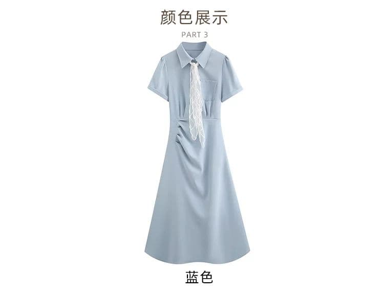 프랑스식 POLO 칼라 꼬집기 허리 슬림해 보이는 드레스 여름 새로운 교 자본금 면접 출퇴근 품격 셔츠 드레스 상세 이미지 4