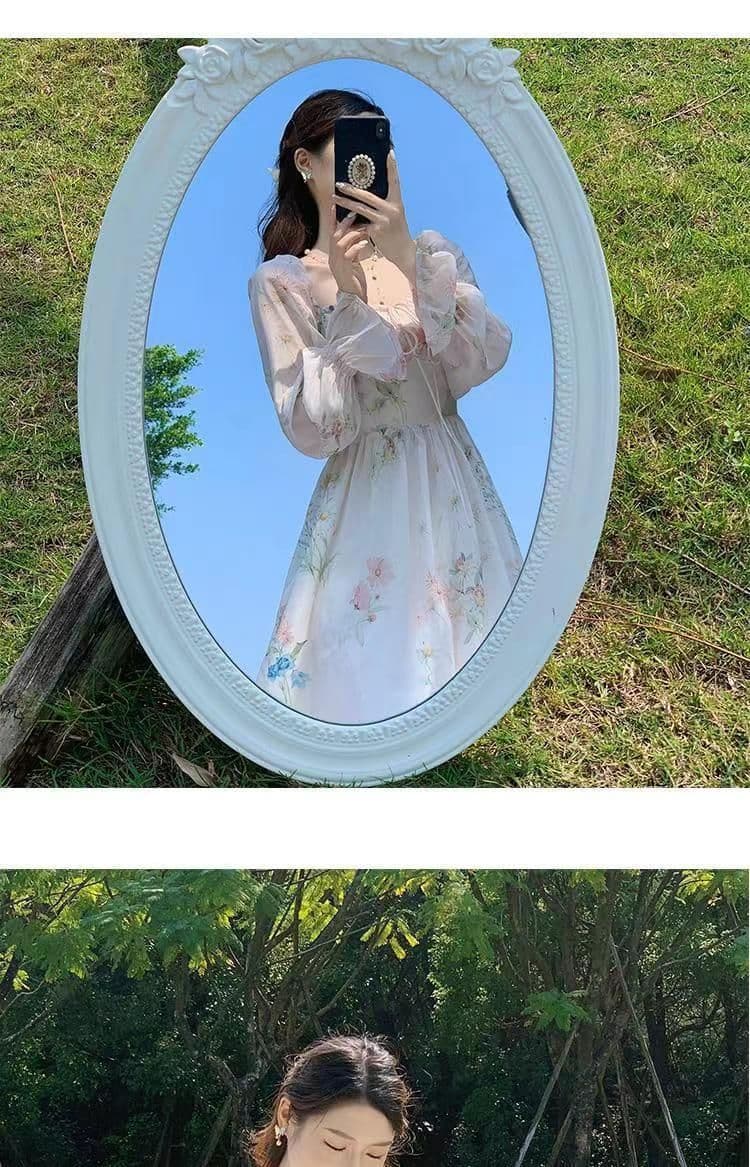 봄 여름 새로운 아름다운 긴팔 쉬폰 드레스 요정 슈퍼 요정 센 부서 부드러운 바람 차 휴식 프랑스식 첫사랑 치마 상세 이미지 11