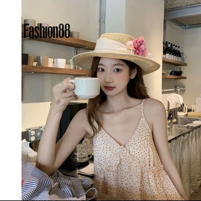주간 실크 원단 네리 명중 가져 가라. 도트 무늬 케이크 연꽃 잎 레이스 캐미솔 디자인 센스 소녀 첨부 된 의류 상세 이미지 2