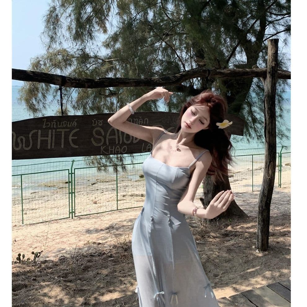 쉬폰 원단 네리 하나 치마 세 착용 지퍼 명중 가져 가라. 하나 품격 슬림해 보이는 슬립 드레스 이미지 4
