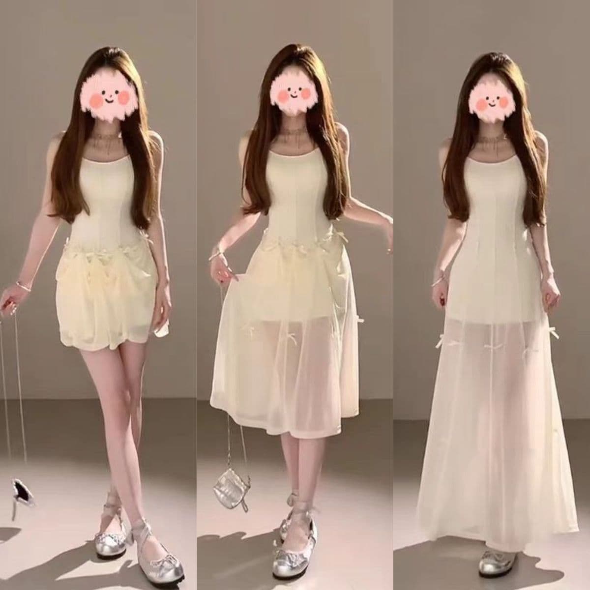 쉬폰 원단 네리 하나 치마 세 착용 지퍼 명중 가져 가라. 하나 품격 슬림해 보이는 슬립 드레스 이미지 5