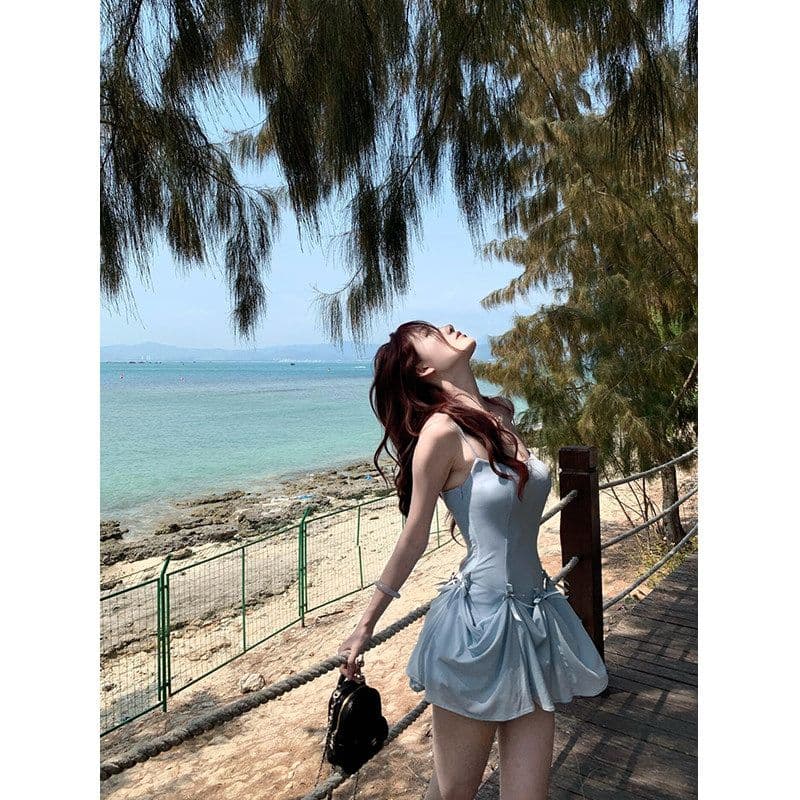 쉬폰 원단 네리 하나 치마 세 착용 지퍼 명중 가져 가라. 하나 품격 슬림해 보이는 슬립 드레스 상세 이미지 6