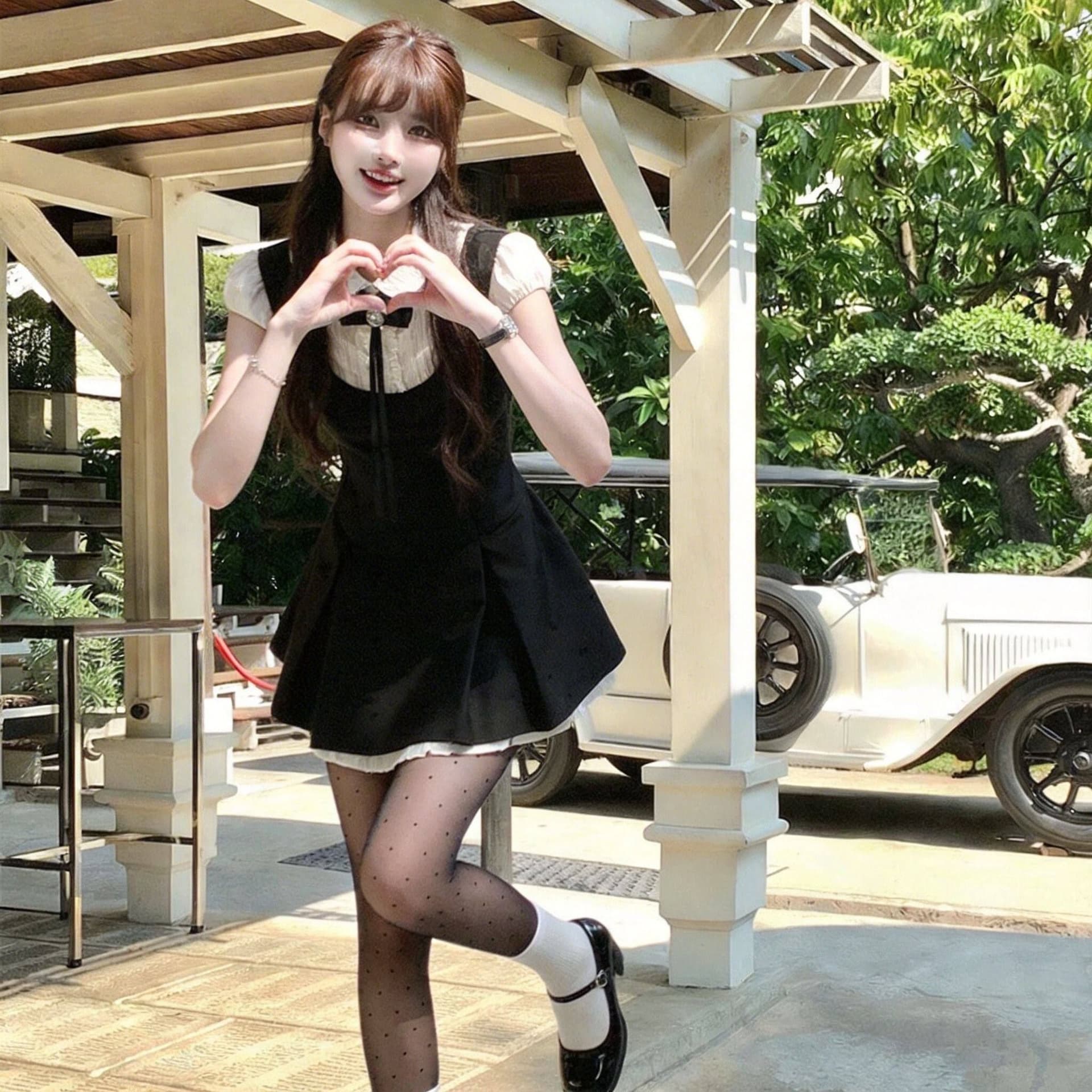 여름 자이언트 잘 생긴 ~ 중 꼬집기 허리 페이크 레이어드 학원 스타일 여성 드레스 여름 작은 키 천 골드 miu 부서 작은 검은 드레스 이미지 4