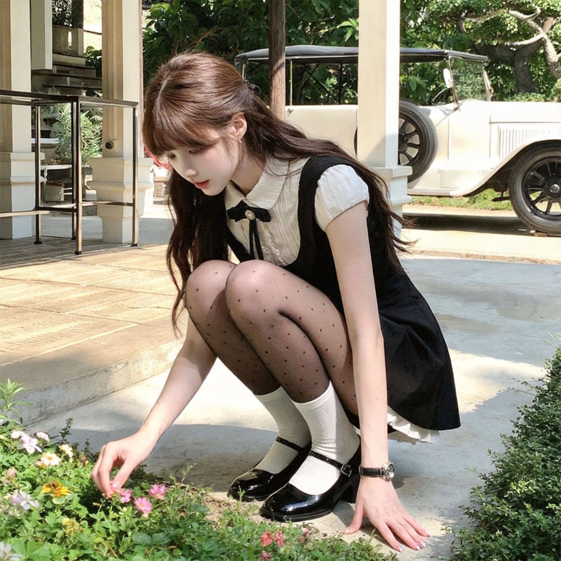 여름 자이언트 잘 생긴 ~ 중 꼬집기 허리 페이크 레이어드 학원 스타일 여성 드레스 여름 작은 키 천 골드 miu 부서 작은 검은 드레스 상세 이미지 4