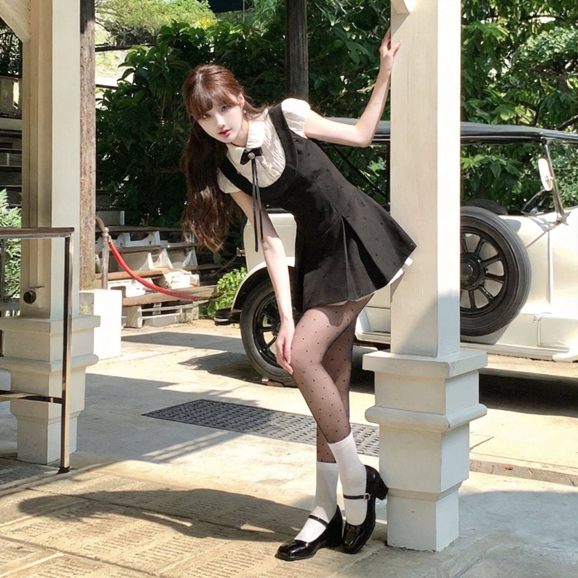 여름 자이언트 잘 생긴 ~ 중 꼬집기 허리 페이크 레이어드 학원 스타일 여성 드레스 여름 작은 키 천 골드 miu 부서 작은 검은 드레스 상세 이미지 5