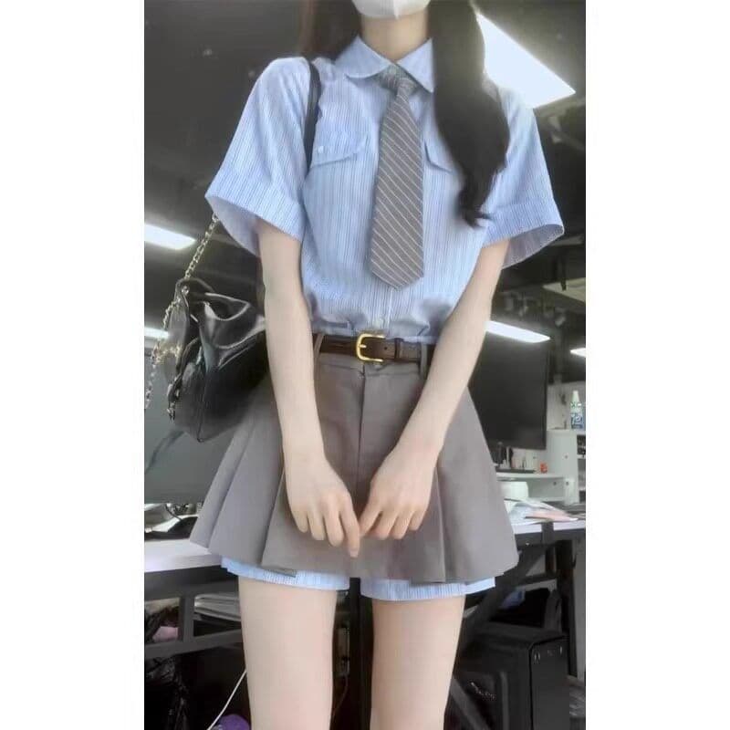 여름 드레스 코디 차 부서 착용 가져 가라. 전체 집합 작은 키 한 부서 jk 유니폼 첫사랑 순수한 우유 달콤한 학원 스타일 세트 상세 이미지 3