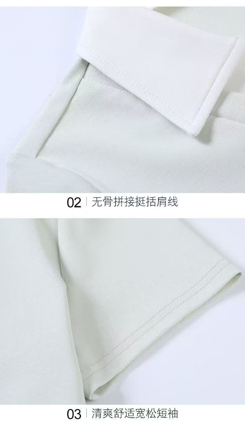 40 92 면 반팔 티셔츠 여성 여름 배색 POLO 칼라 한국 스타일 미니멀리즘 탑 옷깃 몸매 가꾸기 맨위 상세 이미지 5