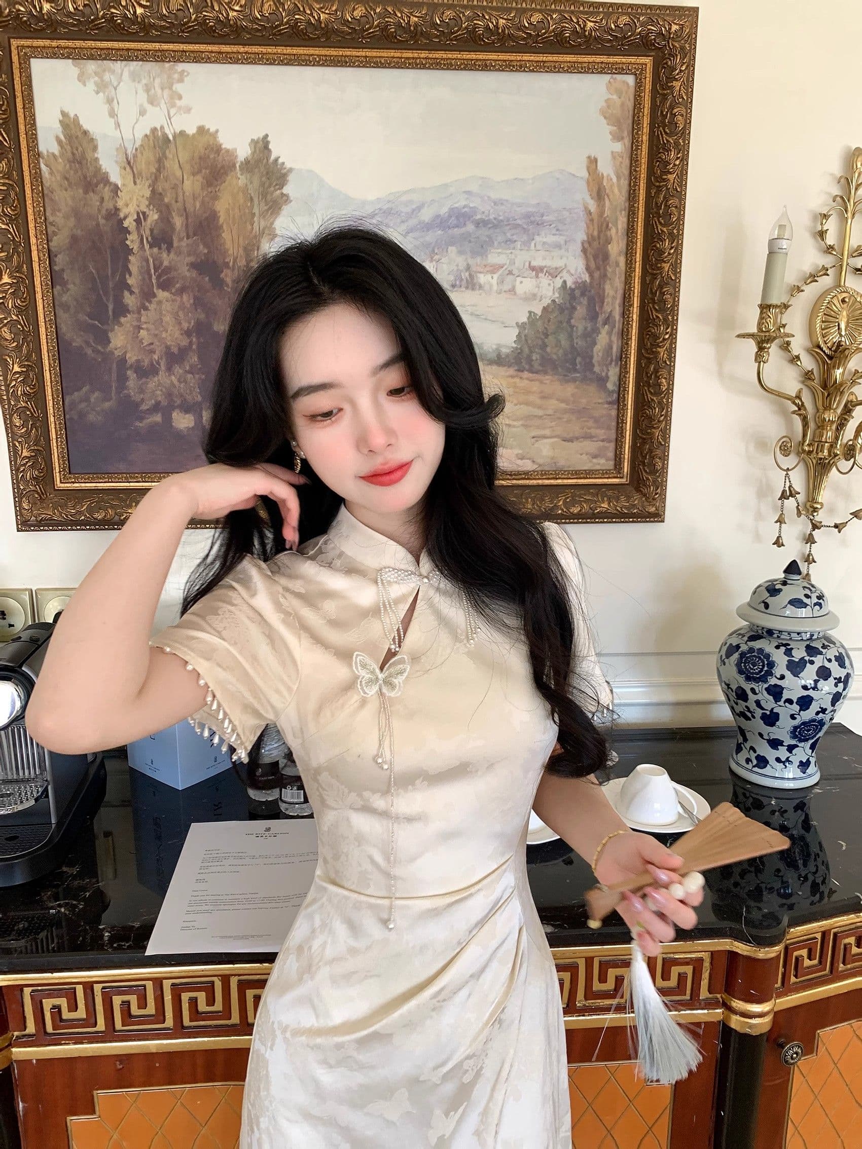 여름 새로운 자이언트 잘 생긴 ~ 중 연령 감소 올해 인기 폭발 국풍 치파오 새로운 중식 길다 점프 슈트 치마 상세 이미지 21