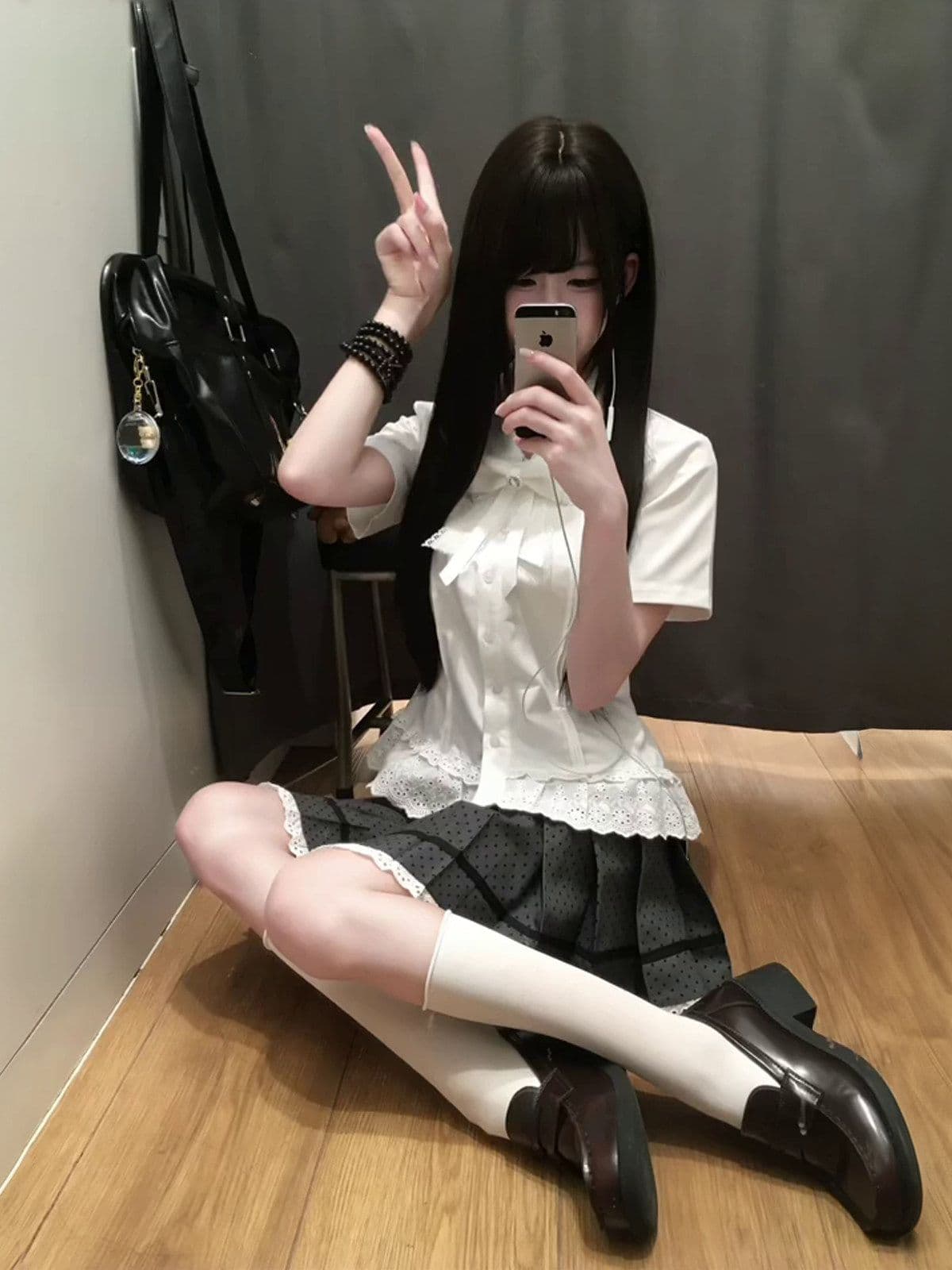 한 부서 달콤함 학원 스타일 세트 드레스 나비 매듭 배색 오프숄더 맨위 외국 가스 다용도 슬림해 보이는 미니 스커트 투피스 세트 이미지 3