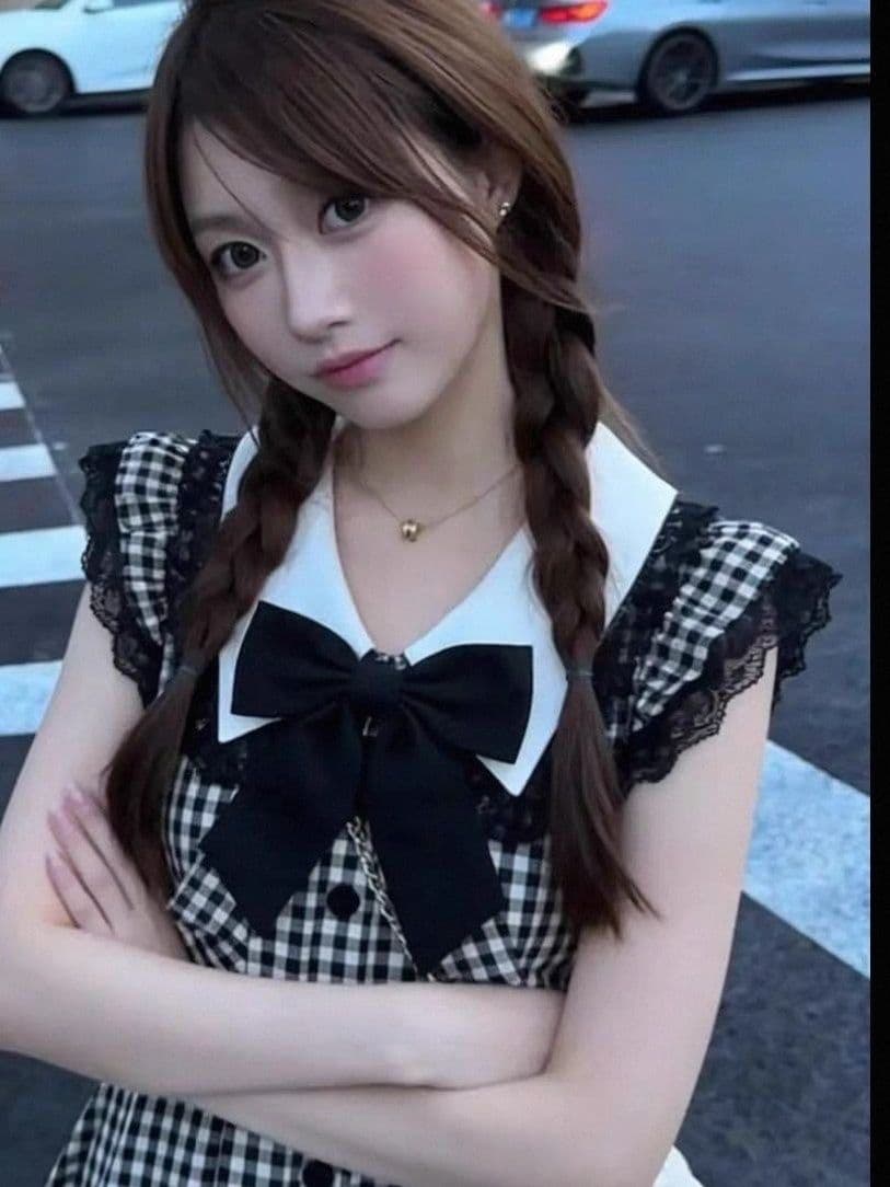 흑인과 백인 체크무늬 Feifei 소매 학원 스타일 여성 드레스 여름 레이스 조각 루즈핏 슬림해 보이는 A라인 스커트 짧은 치마 상세 이미지 11