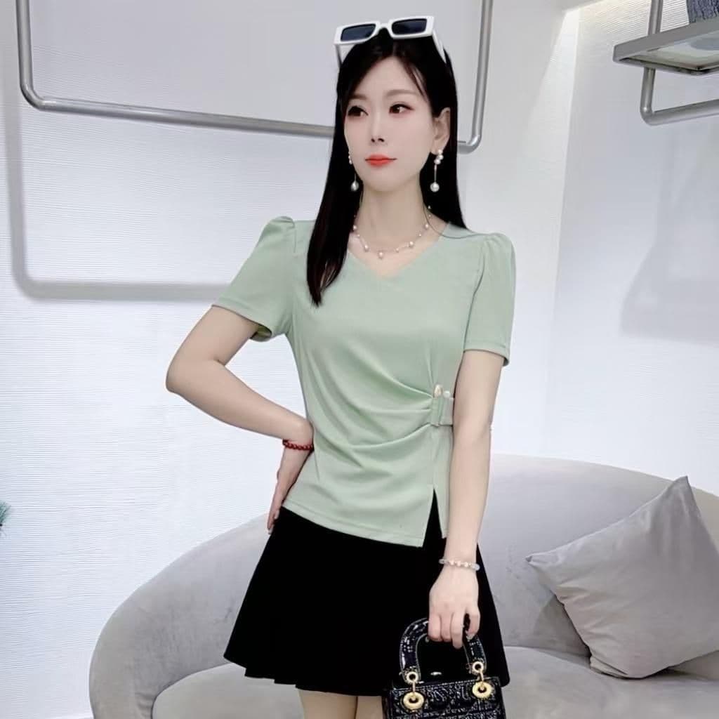 40 92 면 반팔 티셔츠 여름 새로운 패션 품격 허리 수축 슬림해 보이는 다용도 연령 감소 작은 키 맨위 상세 이미지 3