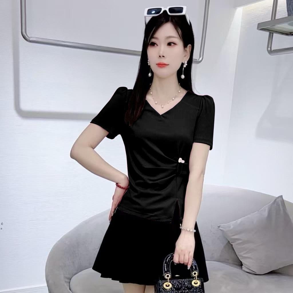 40 92 면 반팔 티셔츠 여름 새로운 패션 품격 허리 수축 슬림해 보이는 다용도 연령 감소 작은 키 맨위 상세 이미지 5