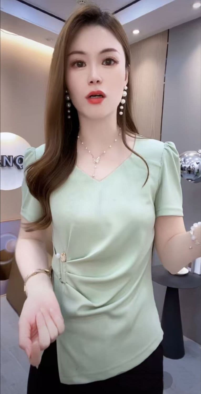 40 92 면 반팔 티셔츠 여름 새로운 패션 품격 허리 수축 슬림해 보이는 다용도 연령 감소 작은 키 맨위 상세 이미지 6