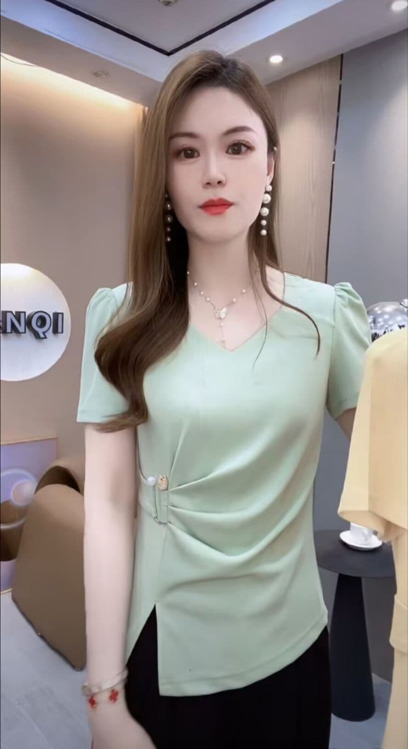 40 92 면 반팔 티셔츠 여름 새로운 패션 품격 허리 수축 슬림해 보이는 다용도 연령 감소 작은 키 맨위 상세 이미지 7