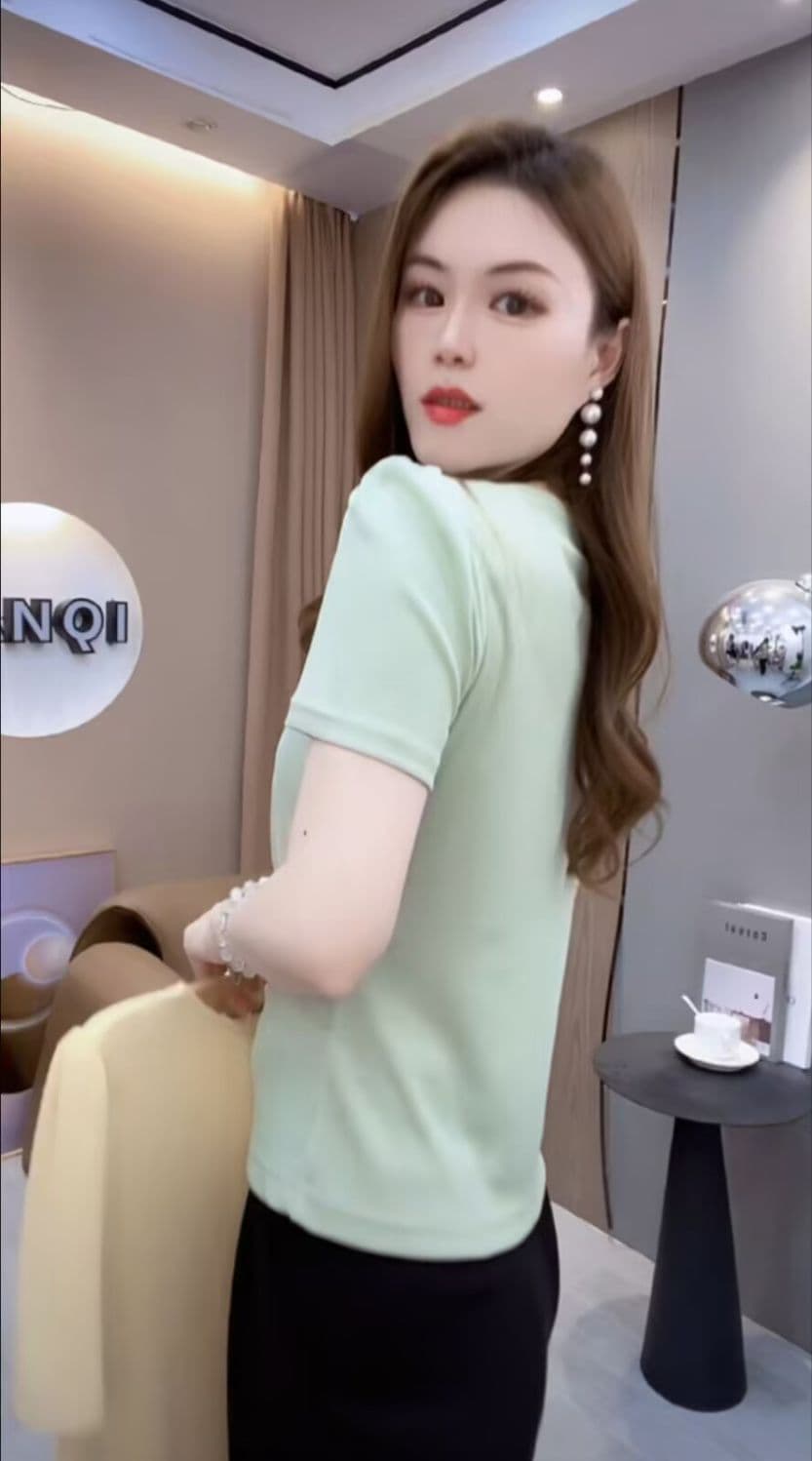 40 92 면 반팔 티셔츠 여름 새로운 패션 품격 허리 수축 슬림해 보이는 다용도 연령 감소 작은 키 맨위 상세 이미지 8