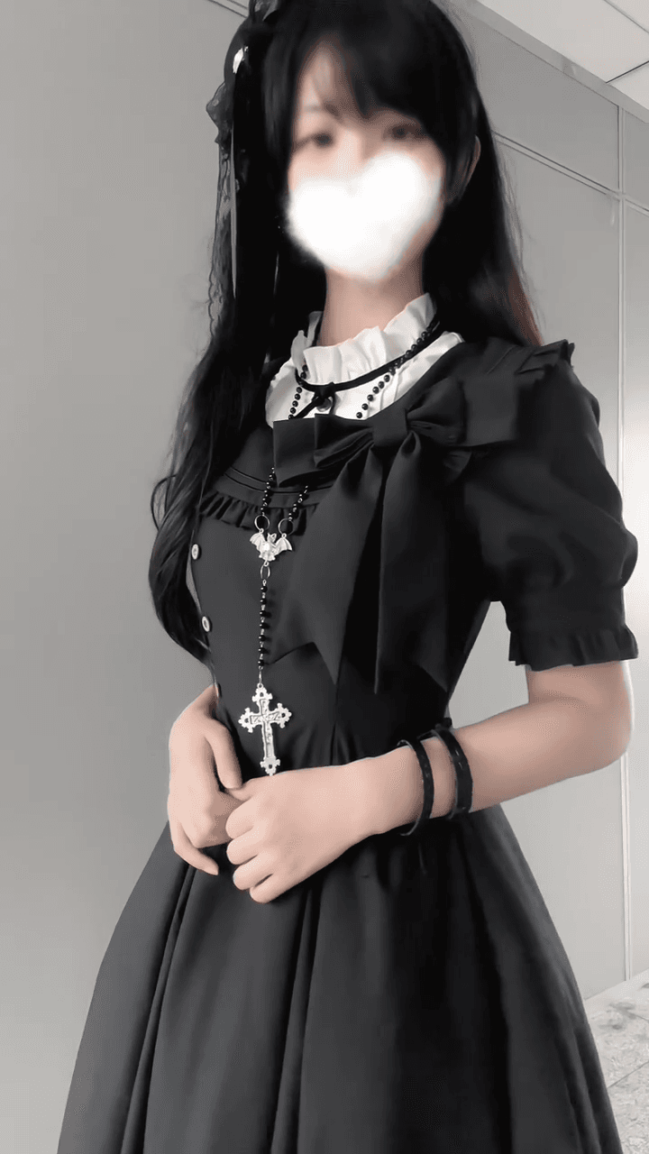 일본식 빛 lo 일상 새싹 서비스 cla 부서 lolita 롱 스커트 검정색 허리 수축 우아함 드레스 반팔 빅 플레어 스커트 상세 이미지 2