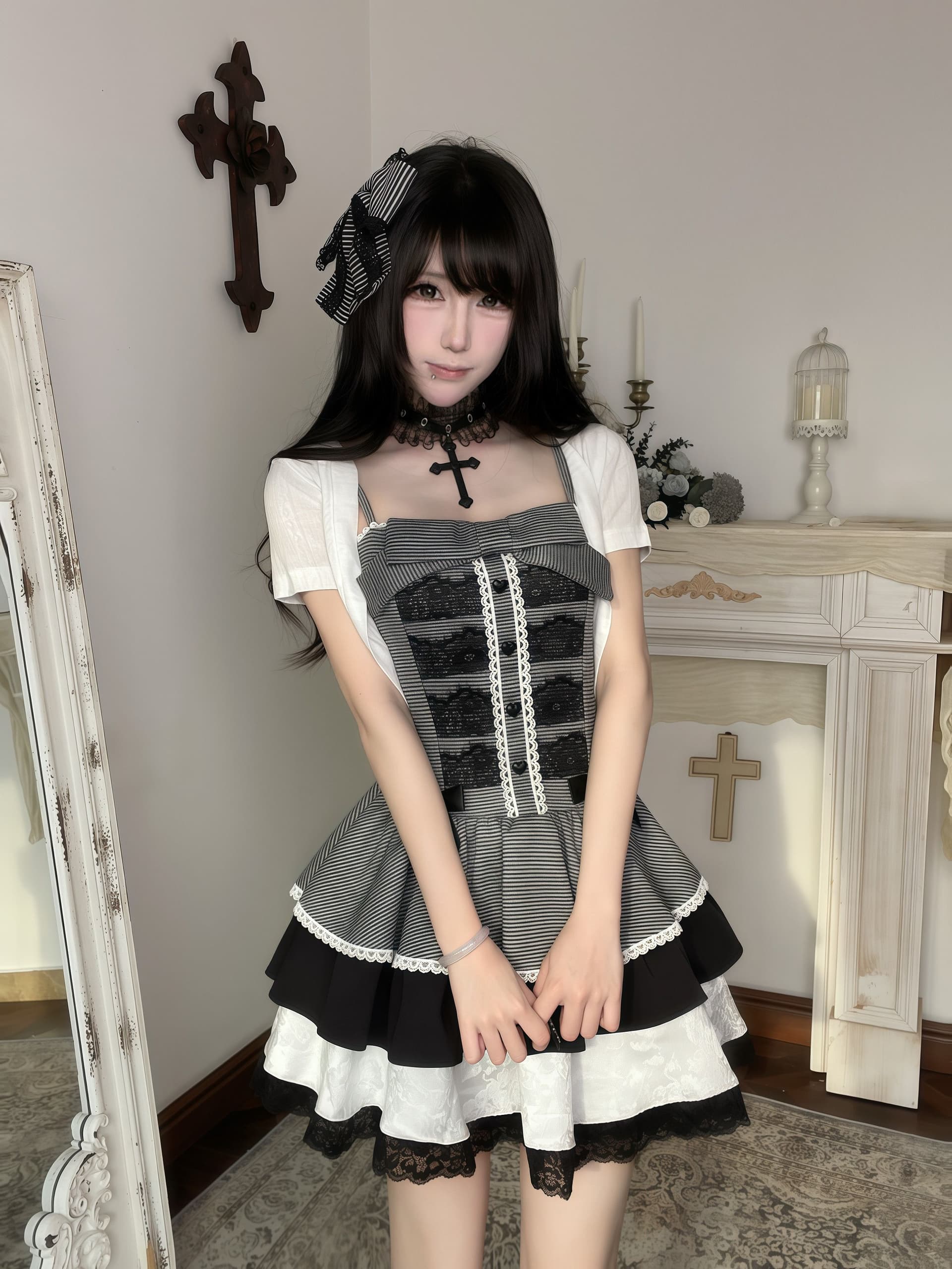 새싹 부서 lolita 점프 슈트 치마 세트 2026 여름 새로운 숲속 소녀 표지 고기 로리타 달콤함 두 조각 여성 세트 트렌디