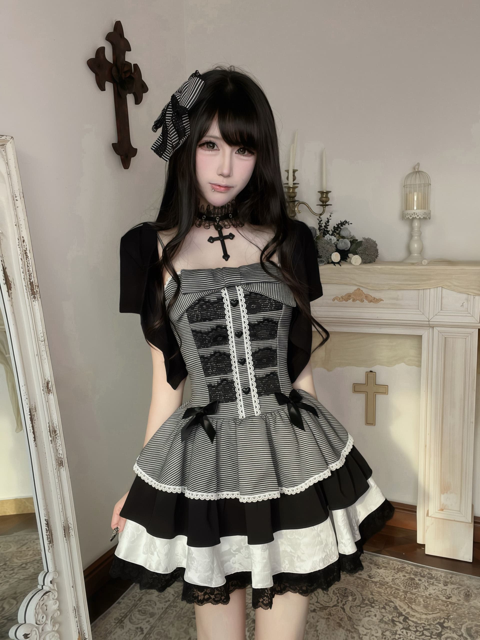 새싹 부서 lolita 점프 슈트 치마 세트 2026 여름 새로운 숲속 소녀 표지 고기 로리타 달콤함 두 조각 여성 세트 트렌디 이미지 4