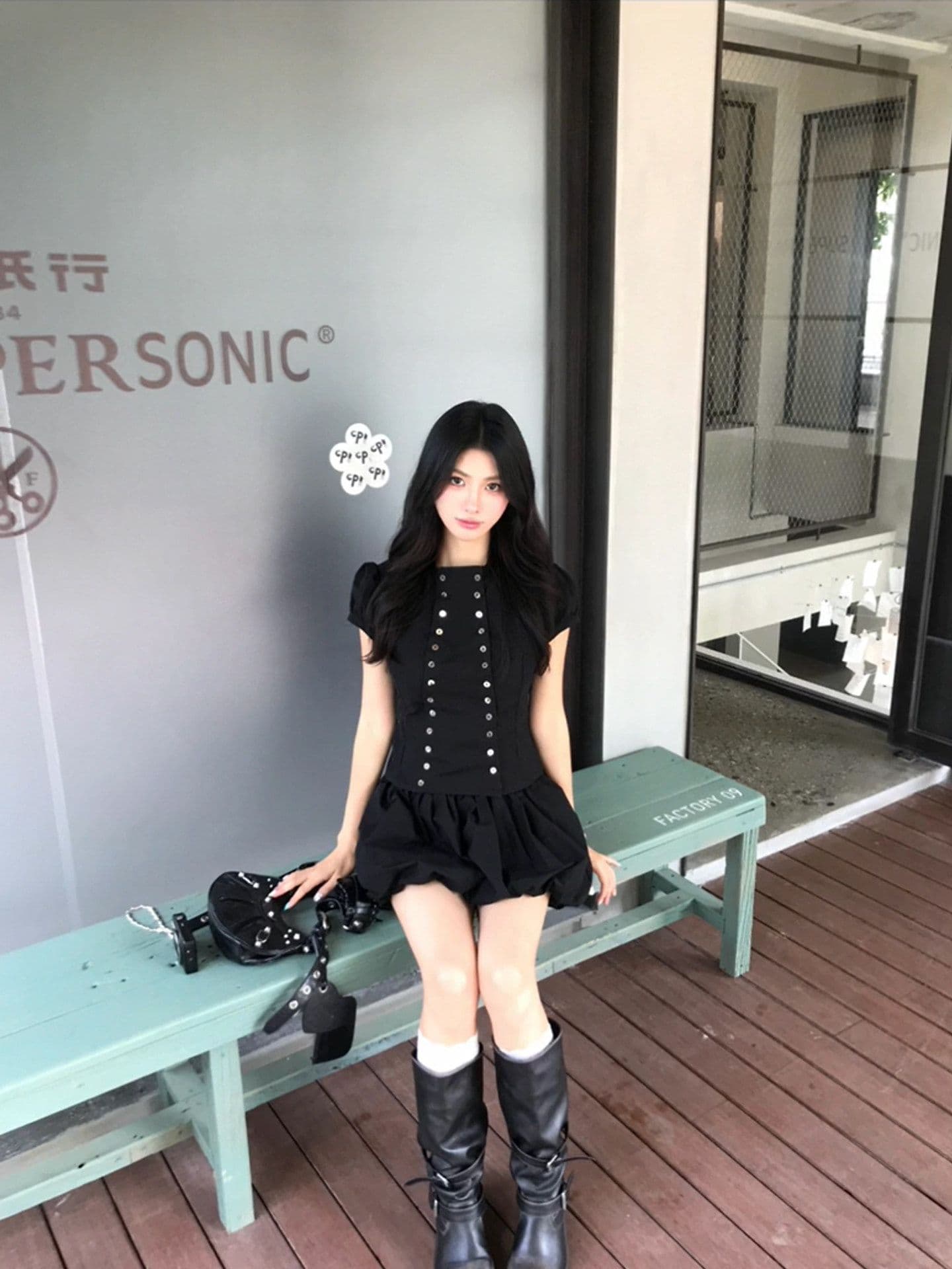 한 부서 검정색 거품 소매 이중 버튼 허리 수축 여성 셔츠 여름 새로운 패션 다용도 몸매 가꾸기 슬림해 보이는 맨위 트렌디 상세 이미지 5