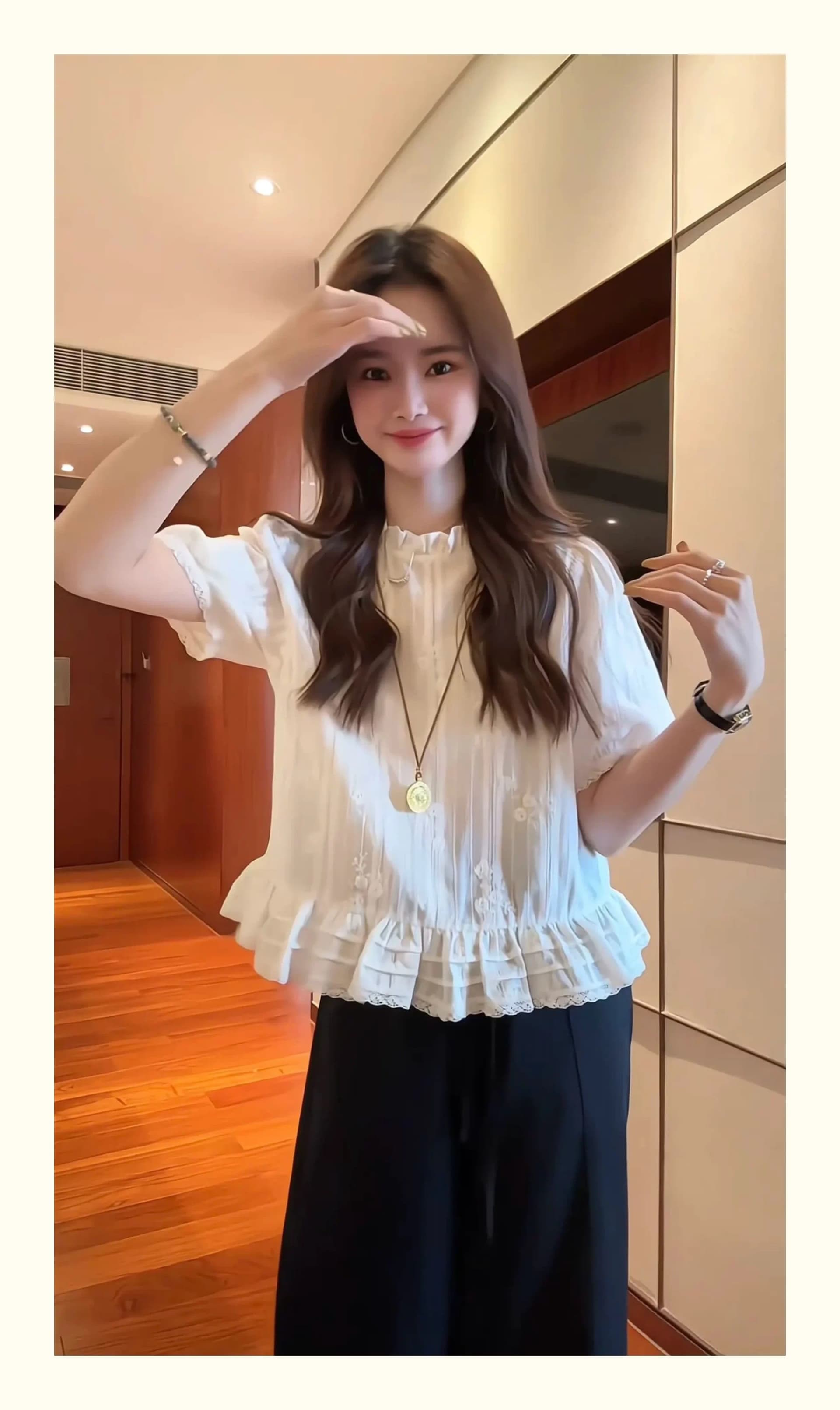 레이스 자카드 자수 셔츠 2026 새로운 디자인 센스 연령 감소 작은 셔츠 반팔 얇고 가벼운 슬림해 보이는 작은 키 맨위 상세 이미지 5