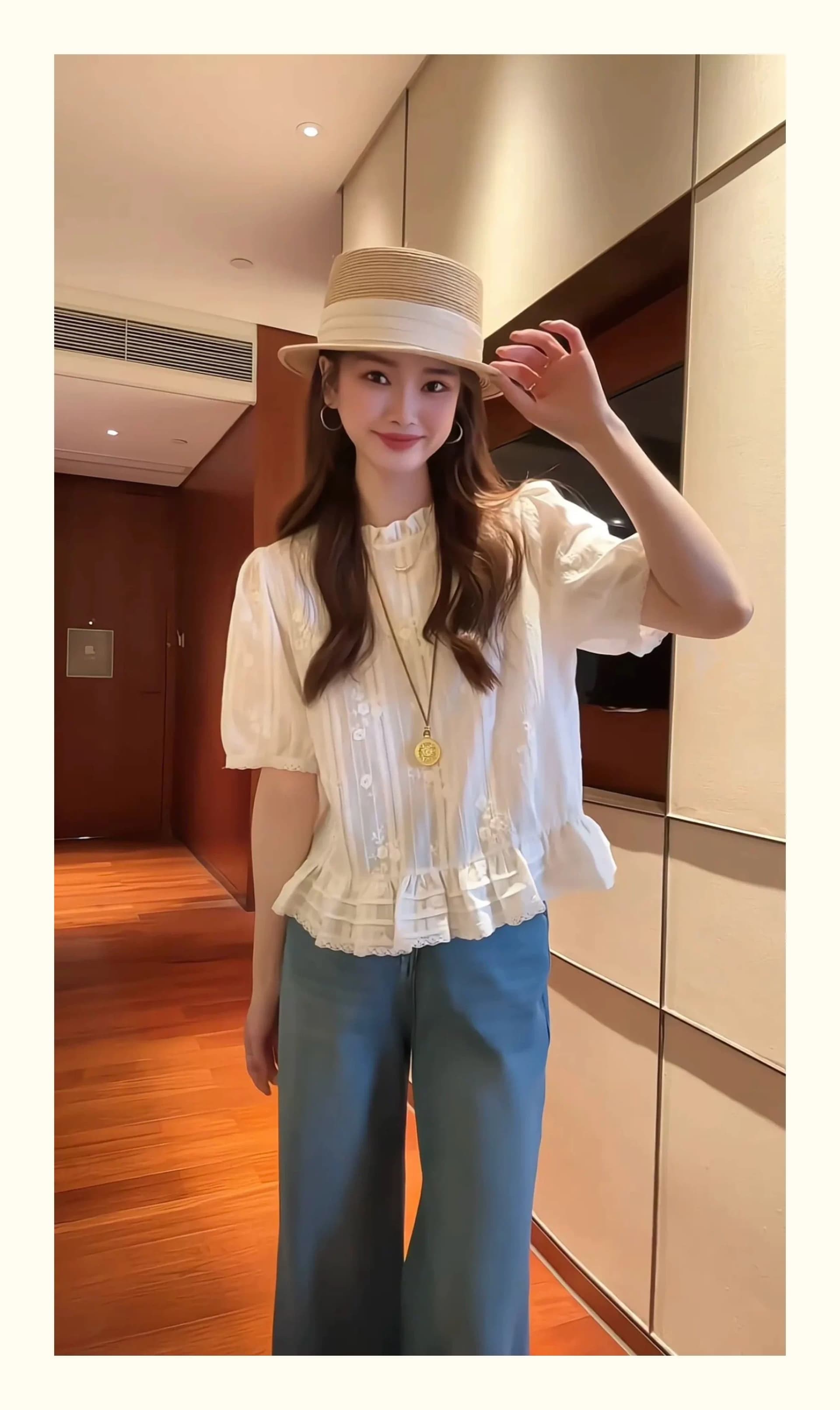 레이스 자카드 자수 셔츠 2026 새로운 디자인 센스 연령 감소 작은 셔츠 반팔 얇고 가벼운 슬림해 보이는 작은 키 맨위 상세 이미지 10