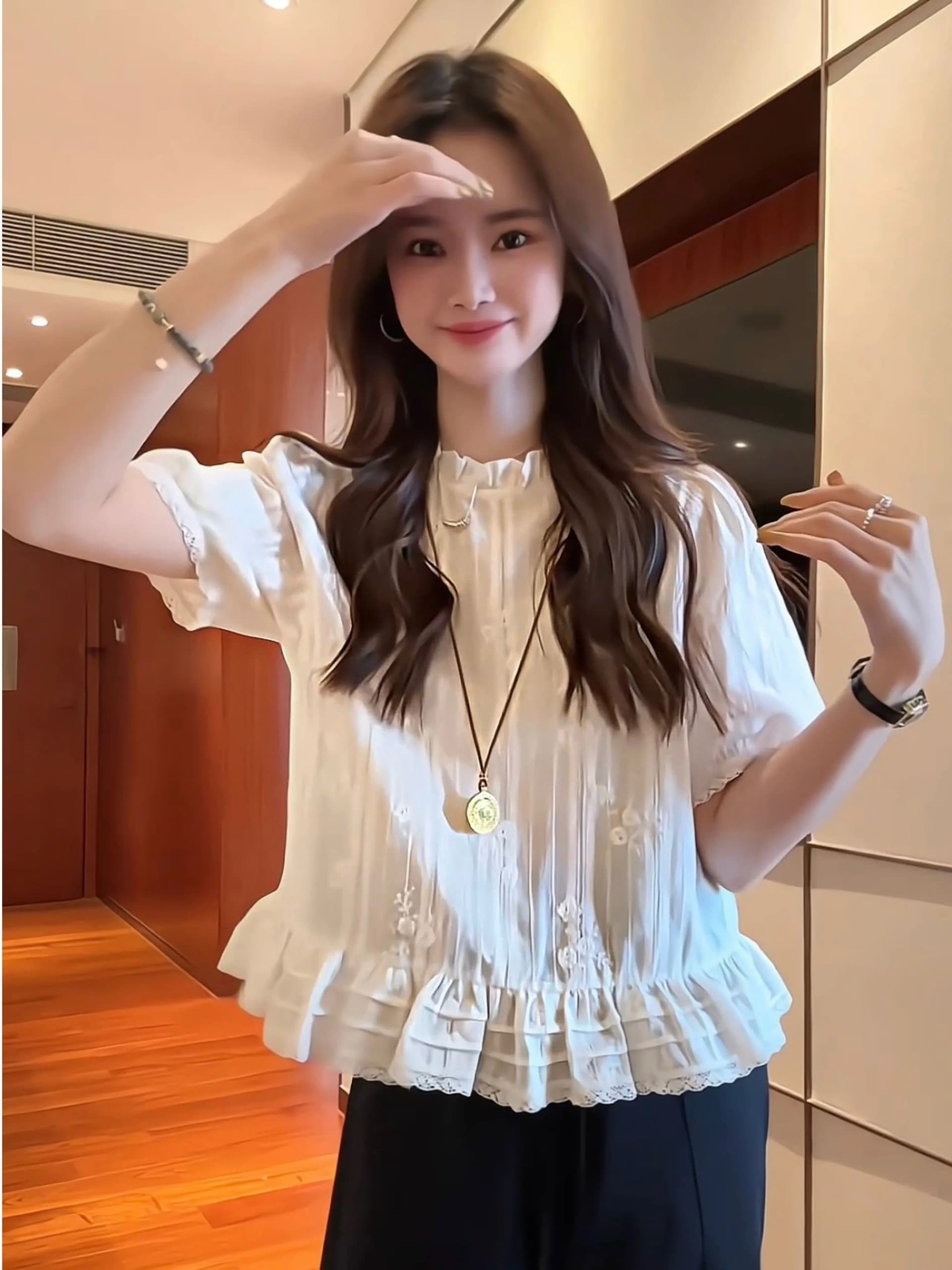 레이스 자카드 자수 셔츠 2026 새로운 디자인 센스 연령 감소 작은 셔츠 반팔 얇고 가벼운 슬림해 보이는 작은 키 맨위 상세 이미지 14