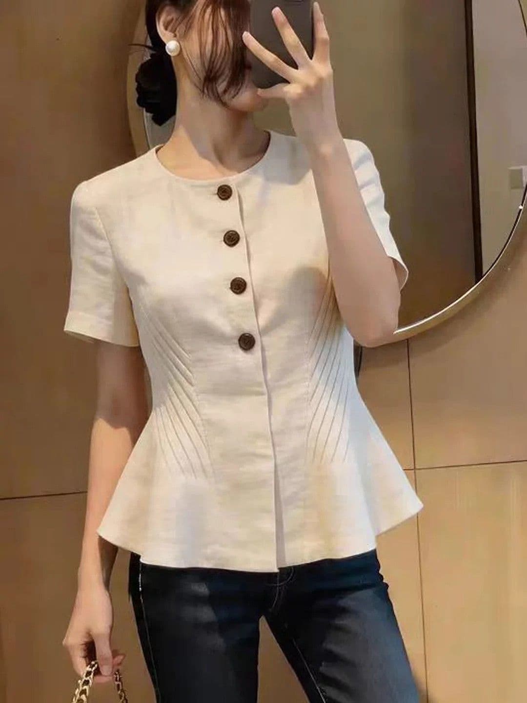 프랑스식 빛 럭셔리 슈퍼 잘 생긴 베이지 색 맨위 디자인 센스 2026 출퇴근 바람 맨위 품격 Chic 셔츠 외국 가스 이미지 3