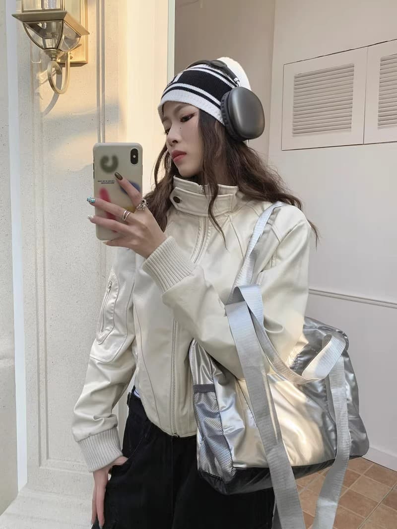 아메리칸 레트로 짧은 여성 코트 가을 2026 새로운 루즈핏 다용도 가죽 재킷 디자인 센스 작은 대중 오토바이 가죽 자켓 상세 이미지 9