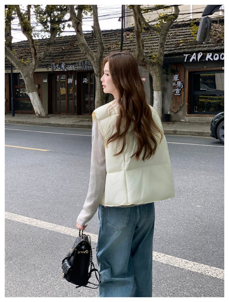 실사 두꺼운 아래 면화 의류 조끼 여자 2026 겨울 의류 새로운 유럽 한 물품 칼라 어깨 인터넷 유명인 조끼 상세 이미지 16