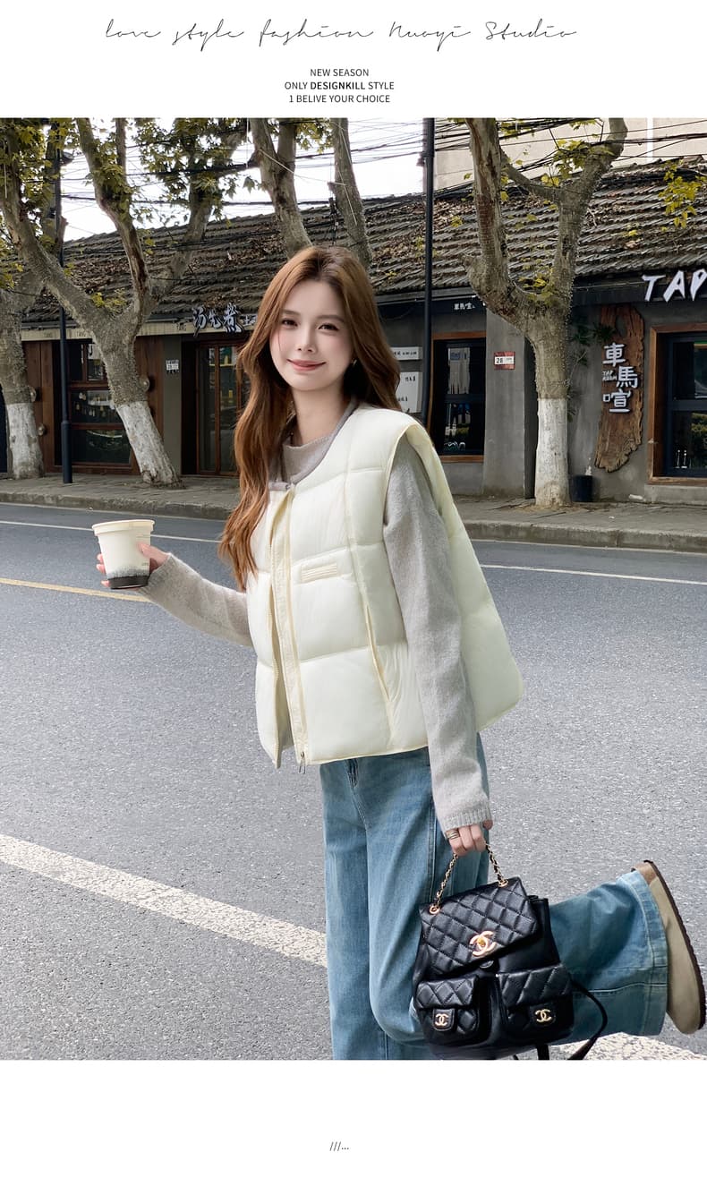 실사 두꺼운 아래 면화 의류 조끼 여자 2026 겨울 의류 새로운 유럽 한 물품 칼라 어깨 인터넷 유명인 조끼 상세 이미지 17