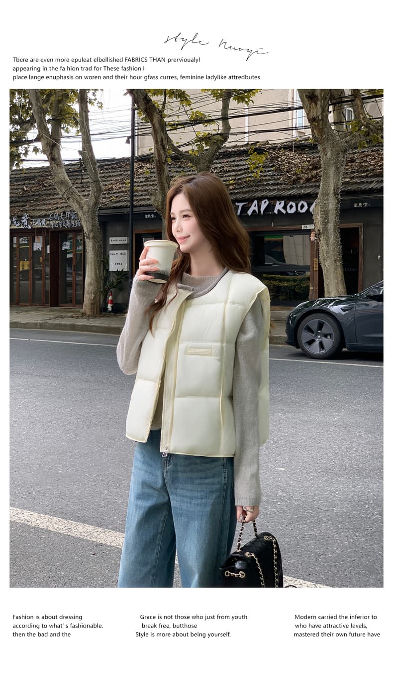 실사 두꺼운 아래 면화 의류 조끼 여자 2026 겨울 의류 새로운 유럽 한 물품 칼라 어깨 인터넷 유명인 조끼 상세 이미지 20
