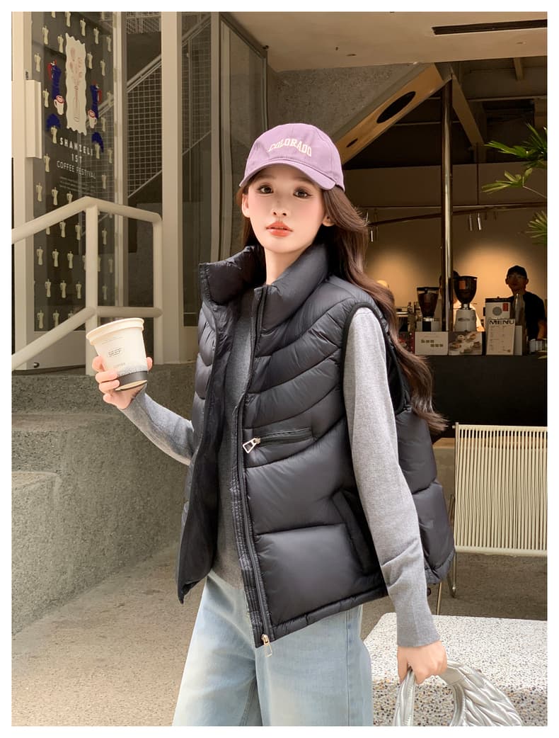실사 조끼 여자 2026 가을 겨울철 새로운 한국 스타일 작은 대중 ins 아래 면화 의류 면 조끼 면 옷 재킷 상세 이미지 10